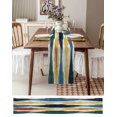 thumbnail image 3 of Blue Yellow Abstract Table Runner 48 Inches, Modern Green Artwork Bed Runner Dresser Scarves Tabletop for Indoor Outdoor Parties/Ceremony/Banquet, 13" x 48", 3 of 8
