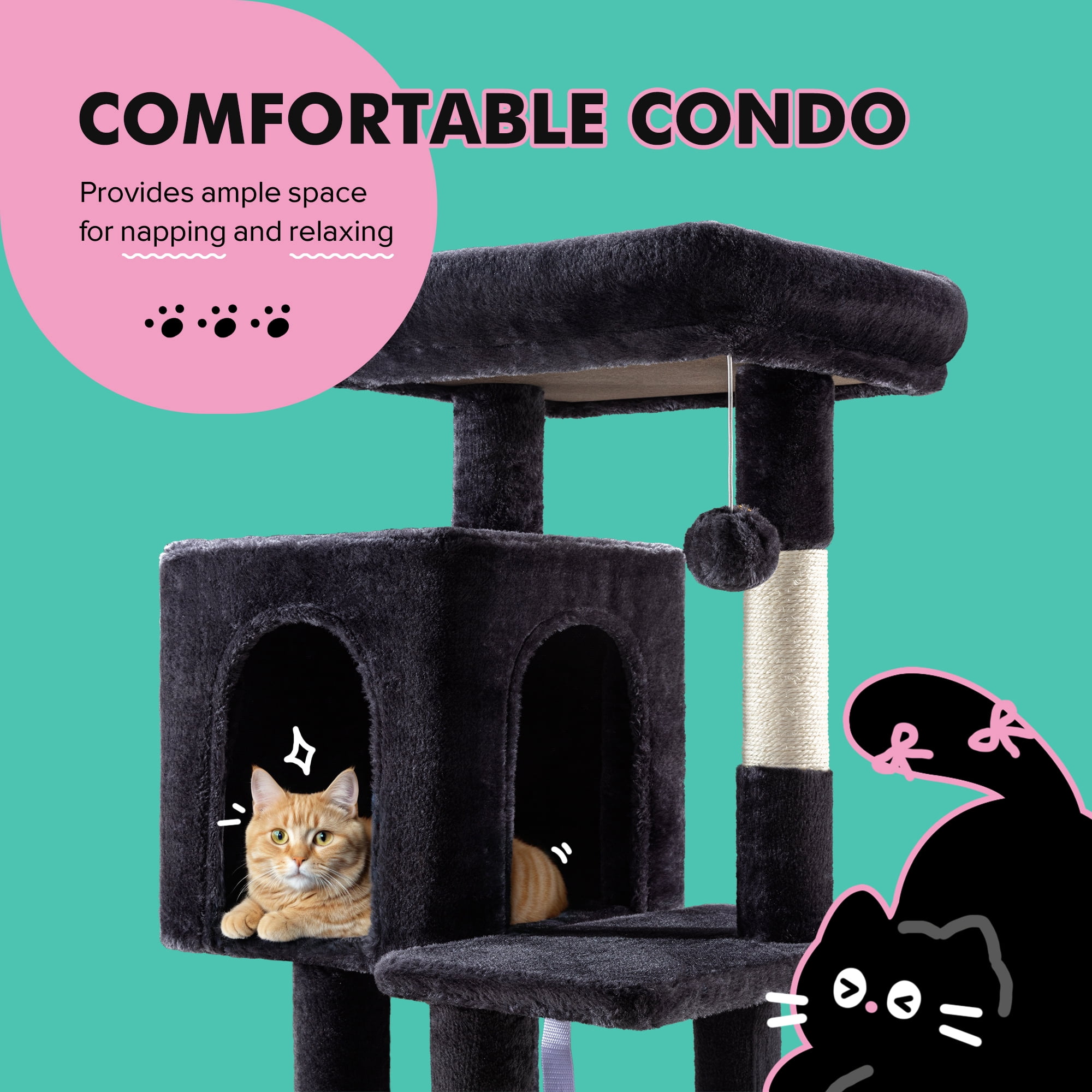 Einfach 29" Cat Tree Tower with Plush Perch Condo House for Indoor Cats & Scratching Post, Blue
