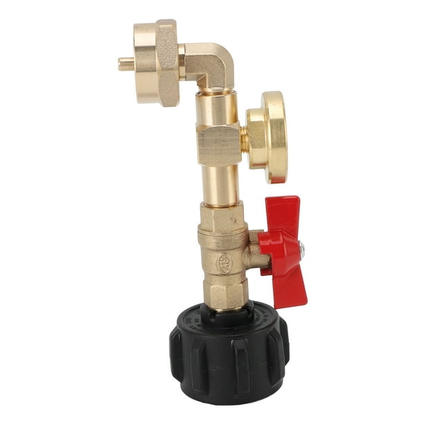 Adaptador de Recarga de Gas, Adaptador de Codo de Recarga de Gas de Relleno Rápido Portátil Con Válvula para Botellas de 1 Libra