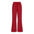 thumbnail image 6 of Clothes under $5.00 Wide Leg Pants for Women Lightweight Cotton Linen Drawstring Waist Loose Solid Color Lounge Trousers, 6 of 7