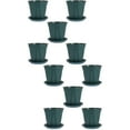 thumbnail image 6 of 10 Sets Planter Pots with Saucer Round Nursery Pots with Drainage Hole and Tray Decorative Flower Container for Succulents 15X14cm Dark Green, 6 of 8