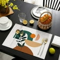 thumbnail image 4 of 4 Pieces Place Mat Linen Durable Table Placemats Minimalistic Leaf Moon Sun Placemats for Outdoor Tables Desk Kitchen, 4 of 7