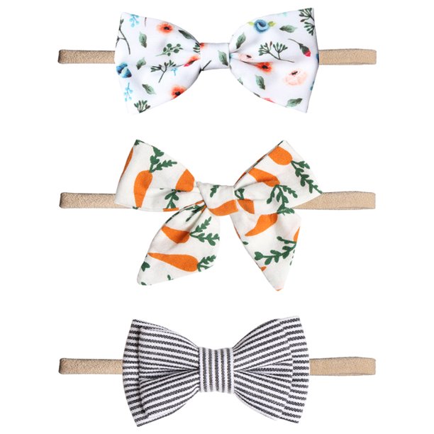 Laklulu - Lazos pequeños de flores simuladas para bebé, bandas elásticas para el cabello, lazos para el cabello, accesorios suaves para el cabello para recién nacidos, bebés y niños pequeños, 3 piezas