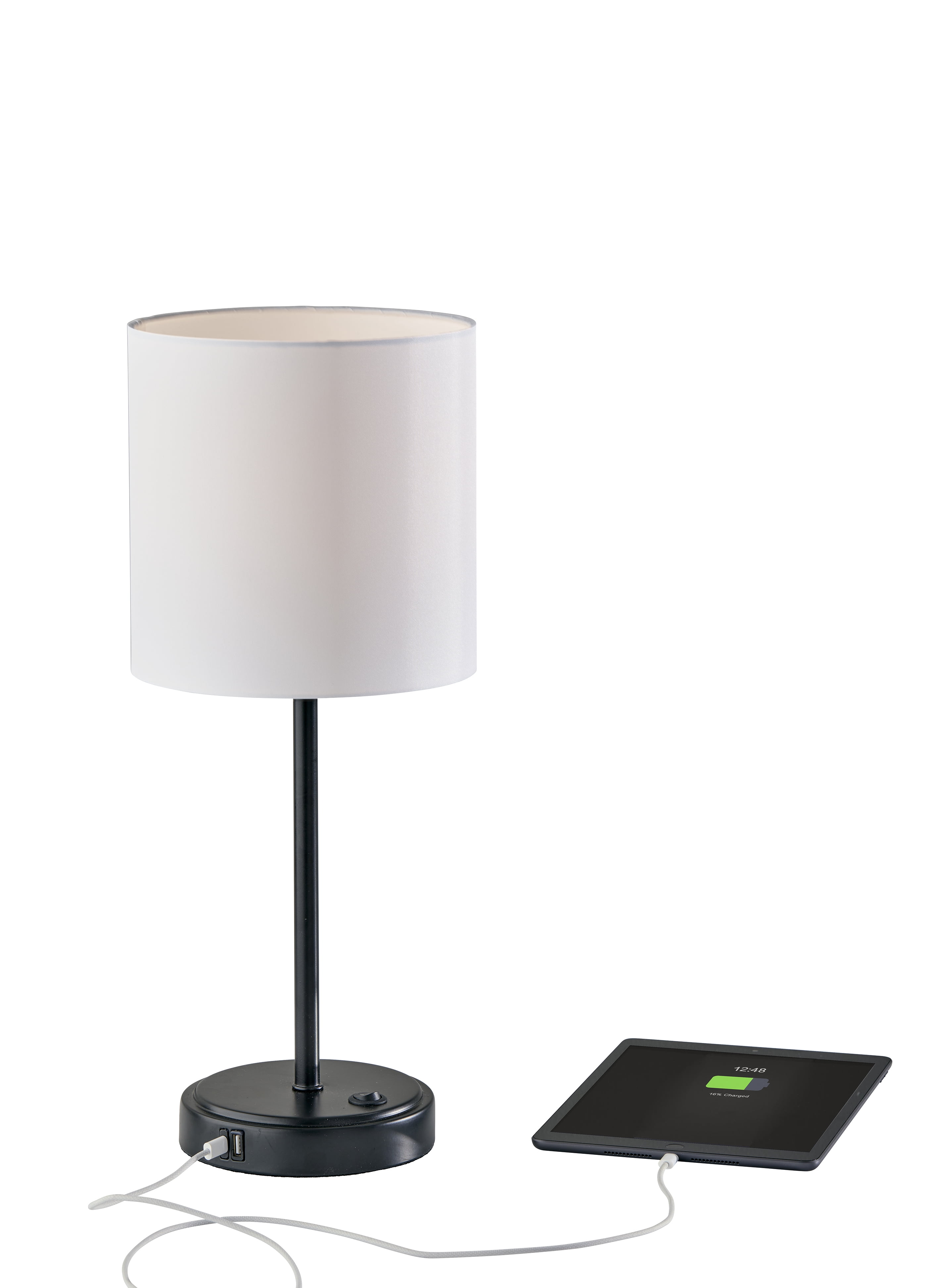 Mainstays 19 in Black Metal Stick Lamp with USB and USB-C Ports