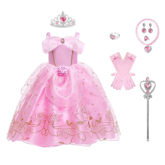 Disfraz de princesa Aurora con accesorios para niñas de 4 a 5 años