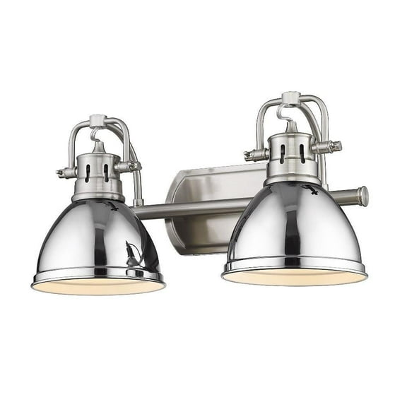 2 Light Vintage Industrial Bathroom Vanity in Aged Brass and Rubbed Bronze Shade-Pewter Finish-Chrome Shade Color Bailey Street Home 170-Bel-4554776