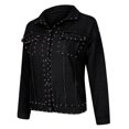 thumbnail image 4 of Lyinloo Women's Fashion Short Wash Denim Locomotive Wind Jacket Black S, 4 of 6