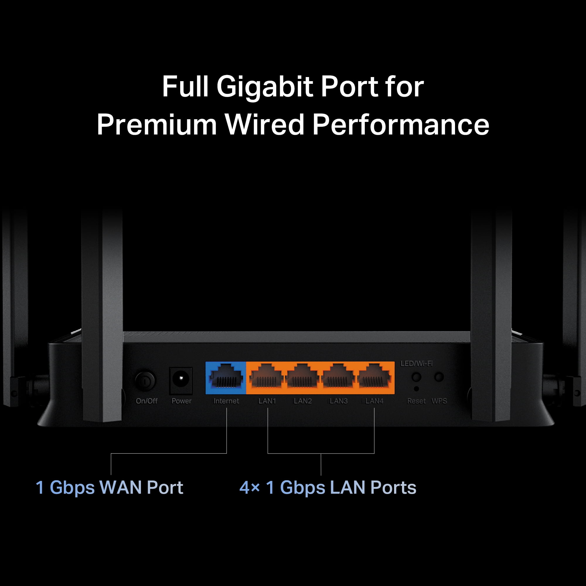 TP-Link Dual-band BE3200 Wi-Fi 7 Router with dual Gigabit Ports, 4x External Antennas, Parental Controls, and Homeshield.