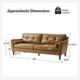 thumbnail image 4 of 3-Seater Genuine Leather Sofa Mid Century with Pillows, Waterproof Stain-resistant, Camel, 4 of 7