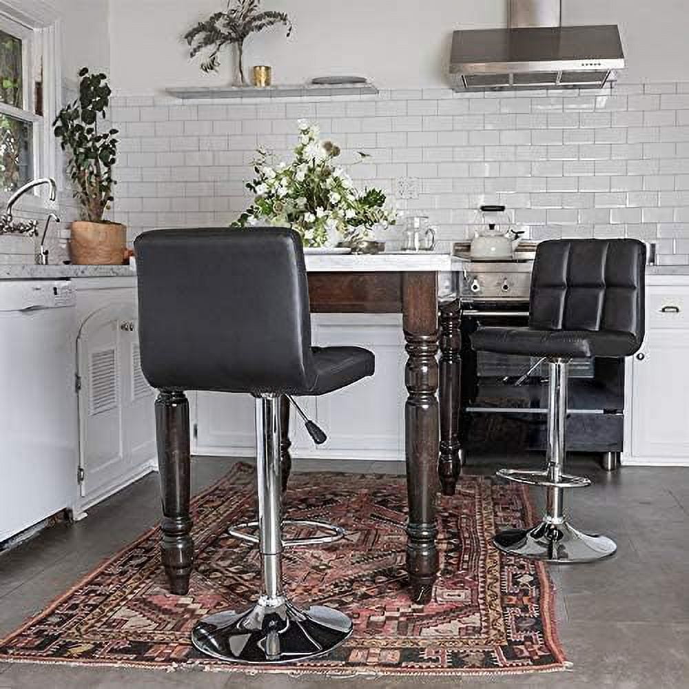 YRLLENSDAN Adjustable Bar Stools Set of 2, Kitchen Bar Stools Swivel Bar Stools with Back Bar Stools for Kitchen Counter, Black