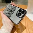 thumbnail image 5 of for iPhone 14 Plus Case Women Cute Bowknot Glitter Rhinestone Bling Plating Luxury Women Girl Phone Case,Shine Diamond Case for iPhone 14 Plus Protective Cover,Clear Gradient Black, 5 of 14
