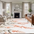thumbnail image 3 of Country Floral Area&nbsp;Rug 6x9ft Rustic Watercolor Vintage Orange Flower Green Plant Leaf Non-Slip&nbsp;Washable Square&nbsp;Rugs Soft Felt Indoor Floor Mat for Bedroom Kitchen Living Room Bathroom, 3 of 9