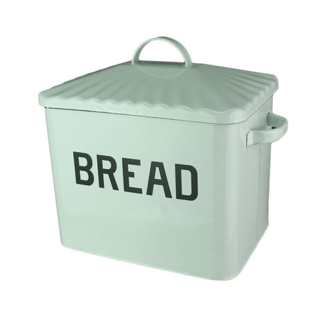Bread Canister - Black and White Enamelware Metal Bread Box Canister