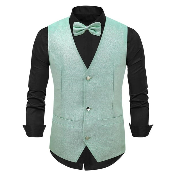 pstuiky Camiseta sin mangas para hombre, Blusa sin mangas con cuello en V, botones y pajarita con bolsillos estampados a la moda para hombre Tops elegantes para mujer xl