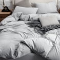 thumbnail image 5 of Pure Era King Size Duvet Cover Set Jersey Knit 100% Cotton T-shirt Fabric Gray ( 1 Duvet Cover + 2 Pillow Shams), 5 of 7