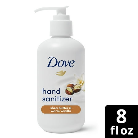 Dove Nourishing Hand Sanitizer Shea Butter and Warm Vanilla Antibacterial Gel with 61% Alcohol and Lasting Moisturization For Up to 8 Hours 99.99% Effective Against Many Germs 8 oz