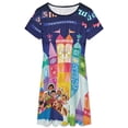 thumbnail image 3 of Small World Fantasyland Dress Fashion Beach Short Sleeve Dresses Female Party Printed Sundress, 3 of 7