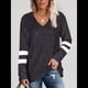 thumbnail image 4 of Tops para Mujer, Camiseta con Cuello en V, Bloque de Color, Larga, Túnica Informal Gris Oscuro M, 4 of 7