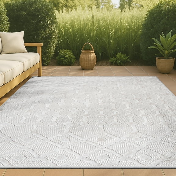 JONATHAN Y IBIZA 5 x 8 Area Rug, Peralta Moroccan Diamond - Ivory, IBZ103D-5