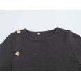 thumbnail image 5 of HH TRAF Suéter elegante de otoño para mujer, sólido, cuello redondo, manga larga, botones decorativos, suéter de punto informal de calle alta para mujer, 5 of 5