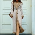 thumbnail image 6 of jtjvou Long Winter Coats for Women Faux Suede Leather Shearing Jacket Fuzzy Lined Trench Coat Business Casual Overcoat Beige XXXL, 6 of 7