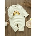 thumbnail image 6 of Bagilaanoe Newborn Baby Girl Knit Jumpsuit Rainbow Print Long Sleeve Bodysuit 1M 3M 6M 9M 12M Infant Fall Winter One Piece Romper, 6 of 9