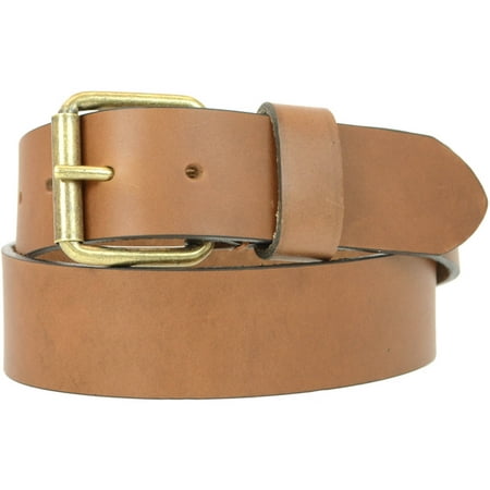 1-1/2 in. US Steer Hide Harness Leather Men's Belt with Antique Brass Finish Roller