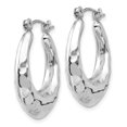 thumbnail image 2 of 14k White Gold Polished Hammered Hoop Earrings H752, 2 of 3