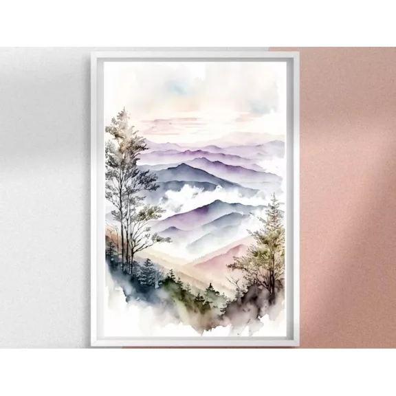 POSTER Great Smoky Mountain National Park Watercolor Poster UNFRAMED, 12x18
