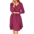 thumbnail image 1 of Txlixc Vestido casual de primavera para mujeres, botón de cuello V de color sólido Txlixc moda, 1 of 8