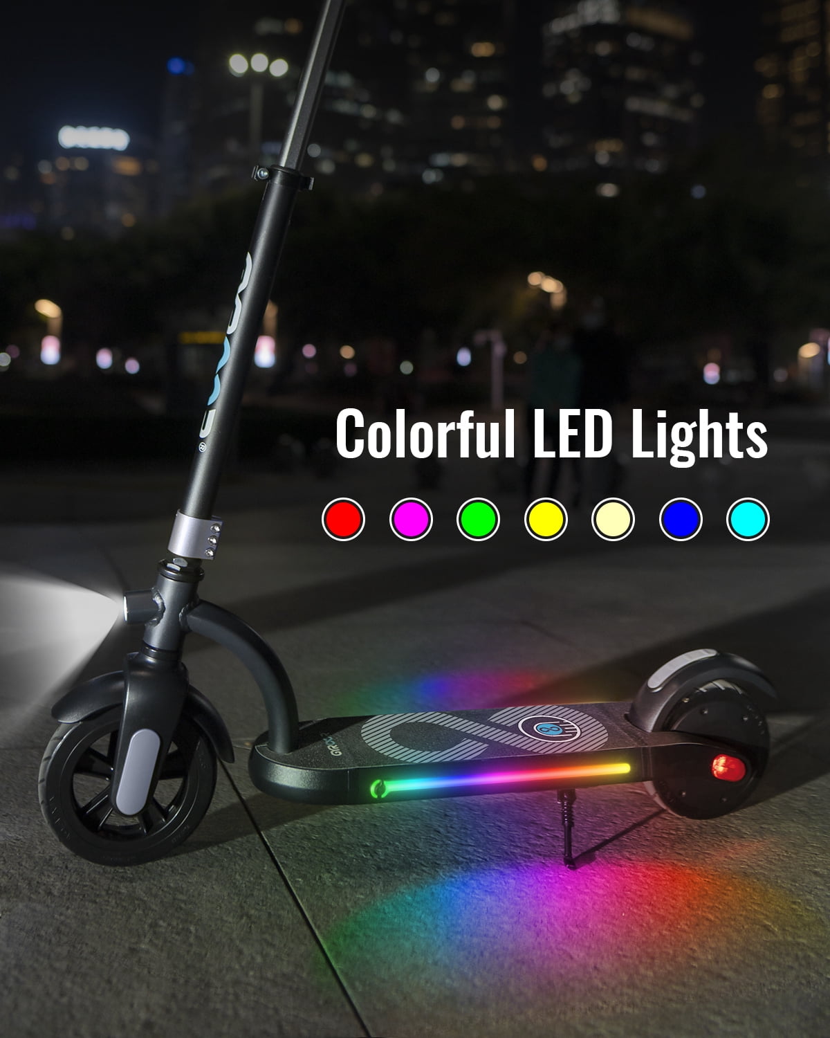 URBANMAX Electric Scooter for Kids, 200W Motor 10mph Speed Electric Scooter with Adjustable Handlebar and LED Lights - Orange
