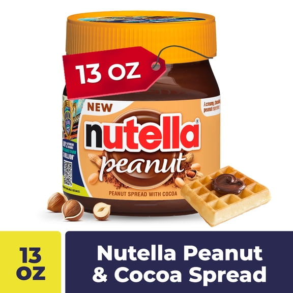 Nutella Peanut Spread With Cocoa, Smooth and Creamy, for Afternoon Snacking, Family Gifts, Unique Snacks, 13 oz