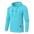 thumbnail image 3 of Weilanxin Mens Hooded Sweatshirt Casual Long Sleeve Drawstring Waffle Knit Pullover Hoodies Skyblue M, 3 of 8