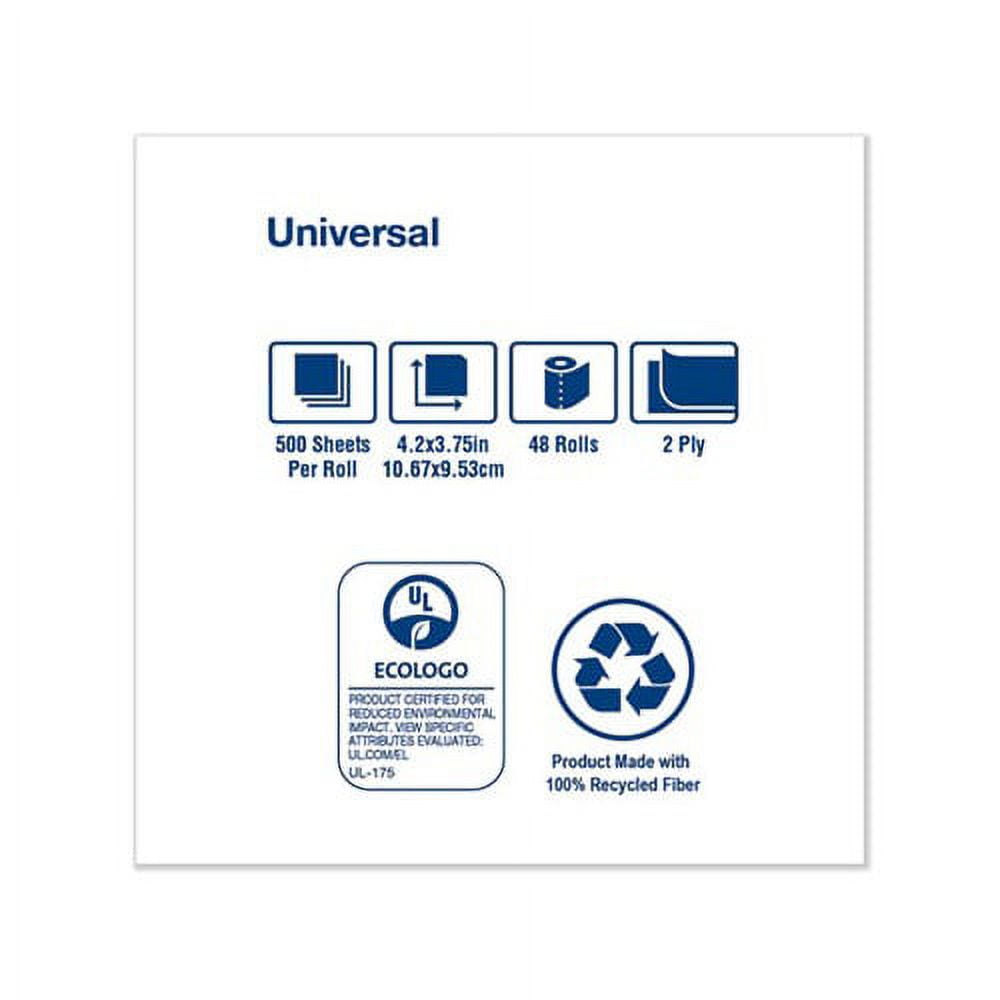 Universal Bath Tissue Septic Safe, 2-Ply, White, 500 Sheets/Roll, 48 Rolls/Carton