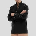 thumbnail image 2 of Hpapadks Mens Casual Shirts Long Sleeve Steam Punk Retro Gothic Stand Polo Solid Blouses Men Dress Shirt Black L, 2 of 5