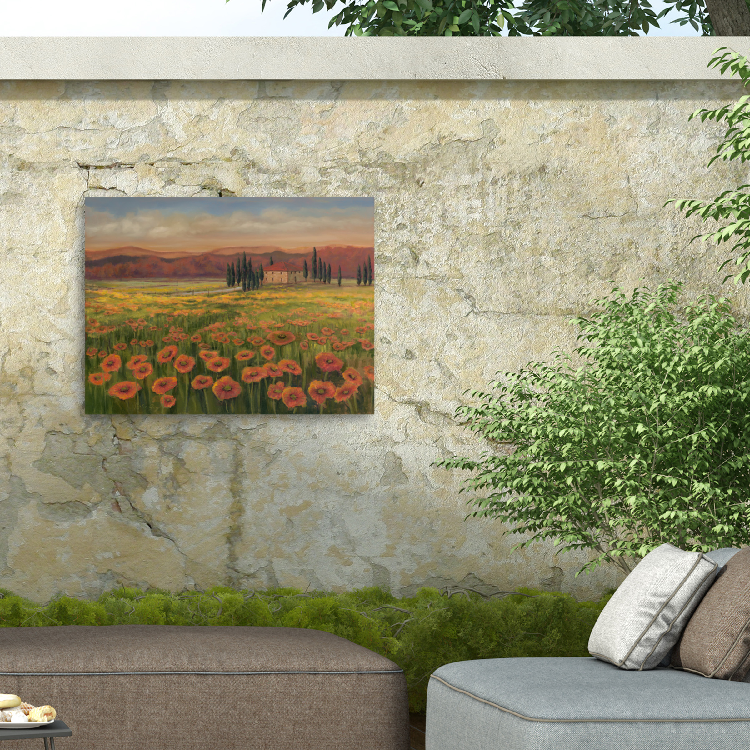 Julie Joy 'Poppy Path To Home I' Outdoor Canvas 35x35