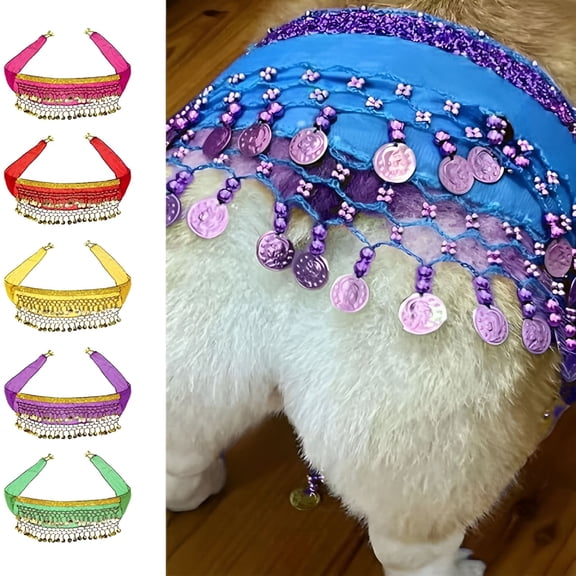 TELOLY Belly Dancer Skirt for Dogs Corgi Costume for Dogs Passionate Puppy Shaking Hip Dance Hip Scarf Decoration for Halloween Day Pet Costumes