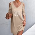thumbnail image 2 of Robe d'Été à Épaules Dénudées pour Femmes en Dentelle Crochet, Manches Courtes, Col en V, Coupe Droite, Robe Décontractée Ample, T-Shirts, Robe de Soirée A3, 2 of 6