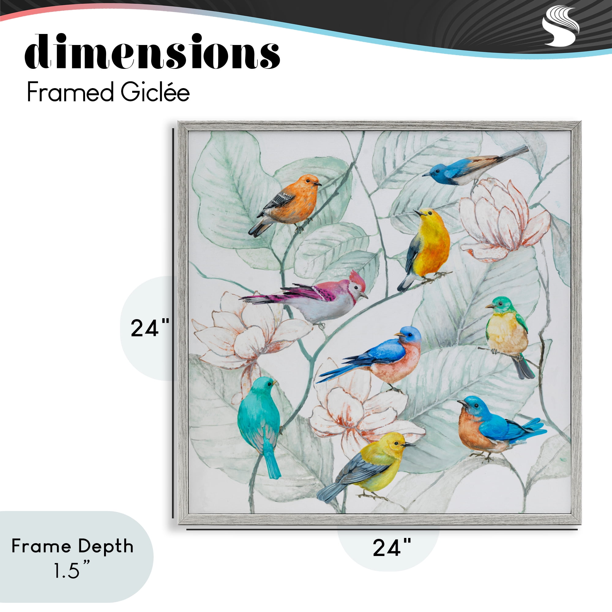 Stupell Industries Colorful Array Of Birds Gray Framed Giclee Art, design by Lorenzo Collective