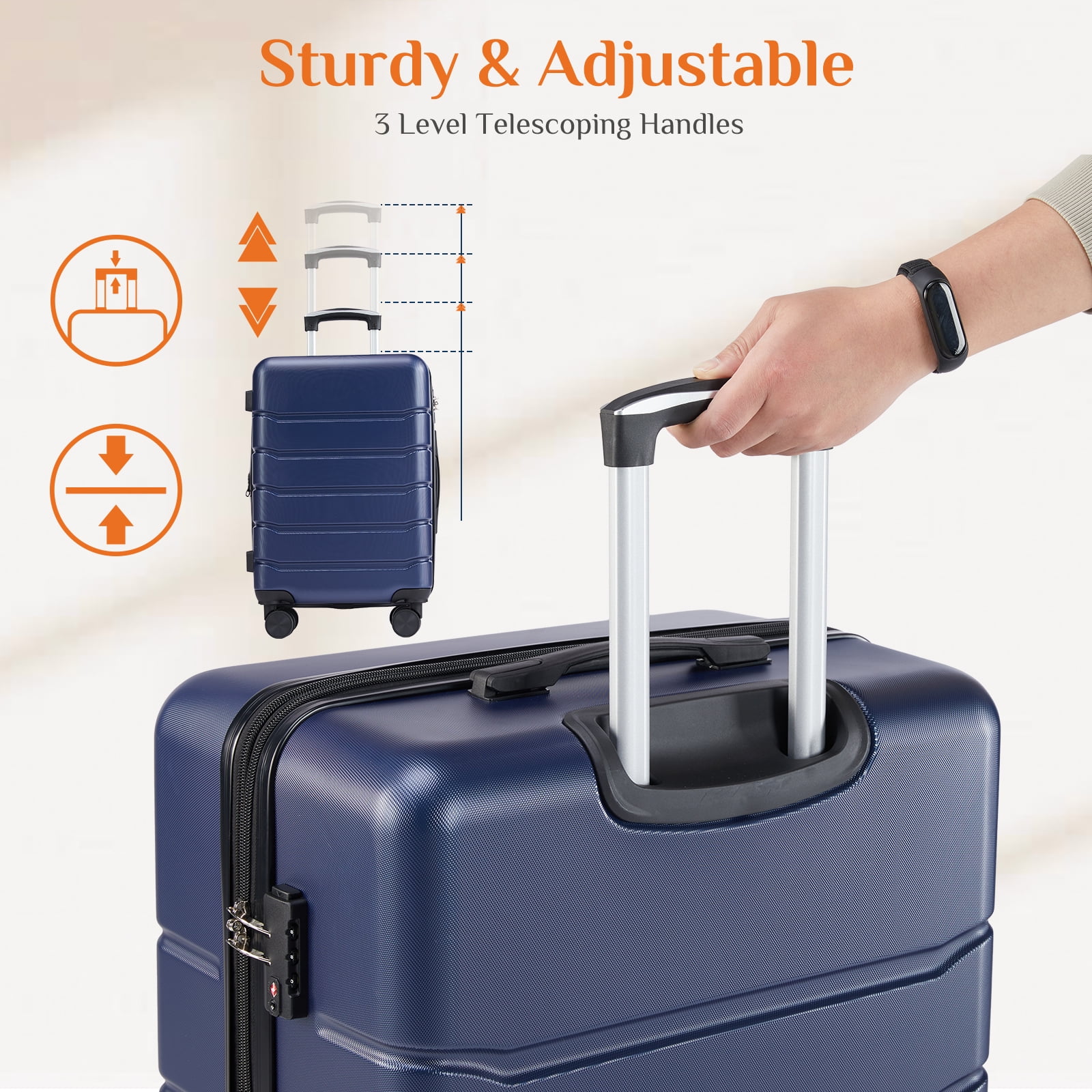 CONCETTA 28 inch Luggage, Lightweight Expandable Rolling Suitcase, Hard Shell ABS & TSA Lock Double Spinner Wheels Suit Case, Blue