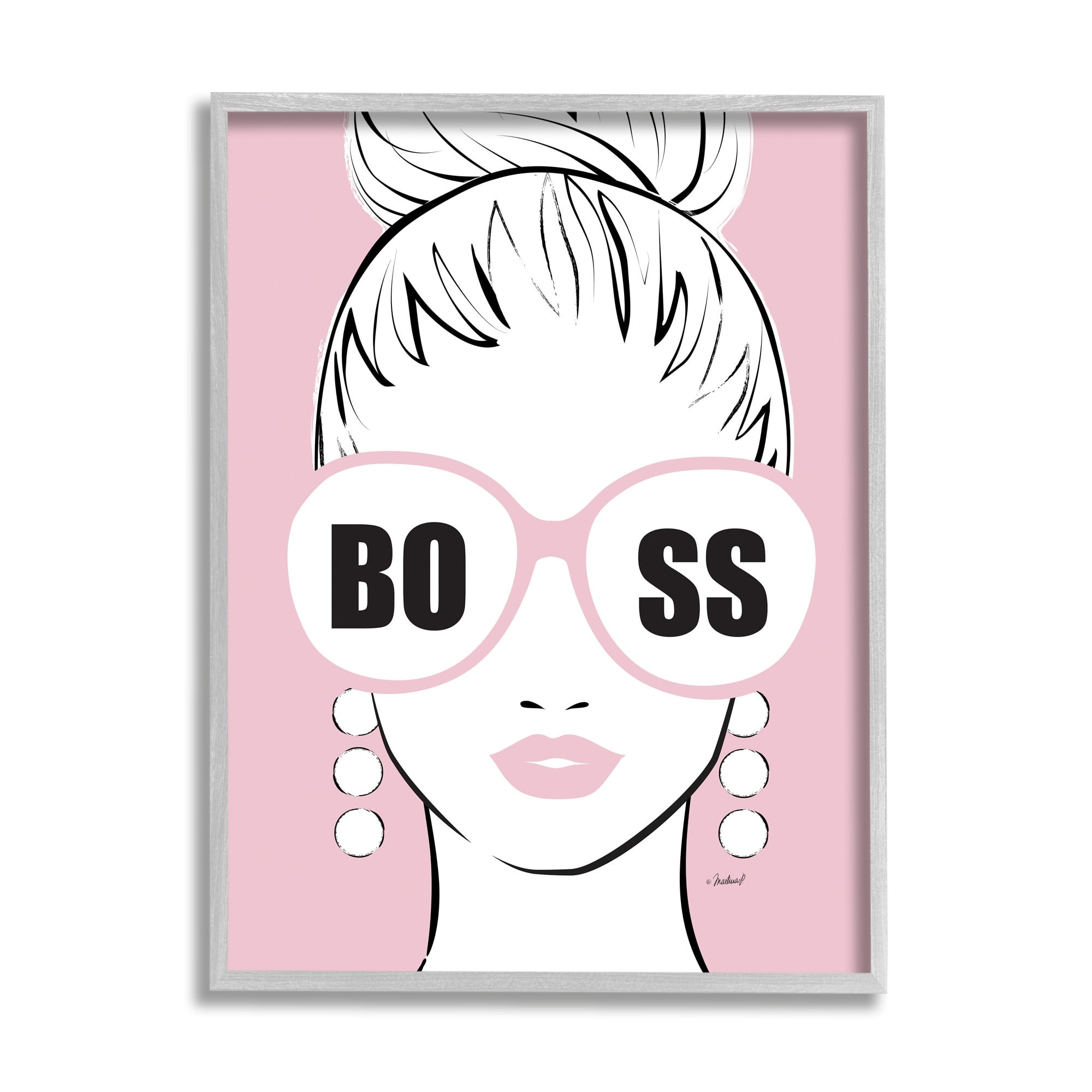 Boss Phrase Sunglasses Glam Female Pink Fashion 11 in x 14 in Framed Painting Art Prints, by Stupell Home Décor