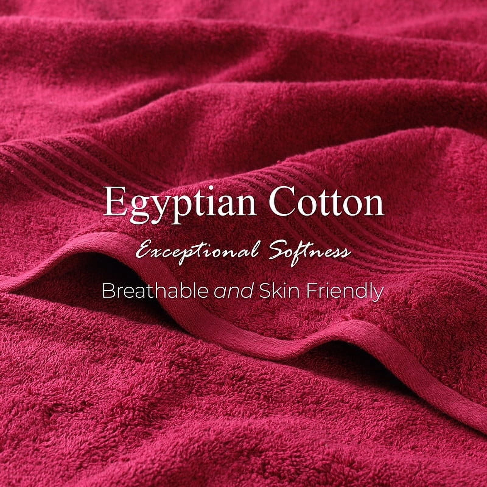 Superior Egyptian Cotton Absorbent Burgundy Bath Towel Set of 4