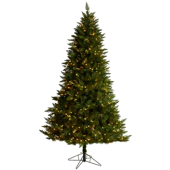 Nearly Natural Prelit LED Green Decorated Spruce Christmas Tree, 1336 Bendable Branches 7.5'