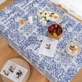 thumbnail image 3 of Boho Cotton Linen Tablecloth Rectangle 60x84 Inch, Farmhouse Carpet Pattern Ethnic Design Decorative Table Cloth, Outdoor Thickened Washable Polyester Table Cover for Kitchen Dining Room, Blue, 3 of 6