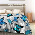 thumbnail image 4 of Butterfly Blanket Beautiful Blue Butterfly Throw Blanket Ultra Soft Flannel Butterflies Blanket Gifts for Kids Adults 40X50, 4 of 6
