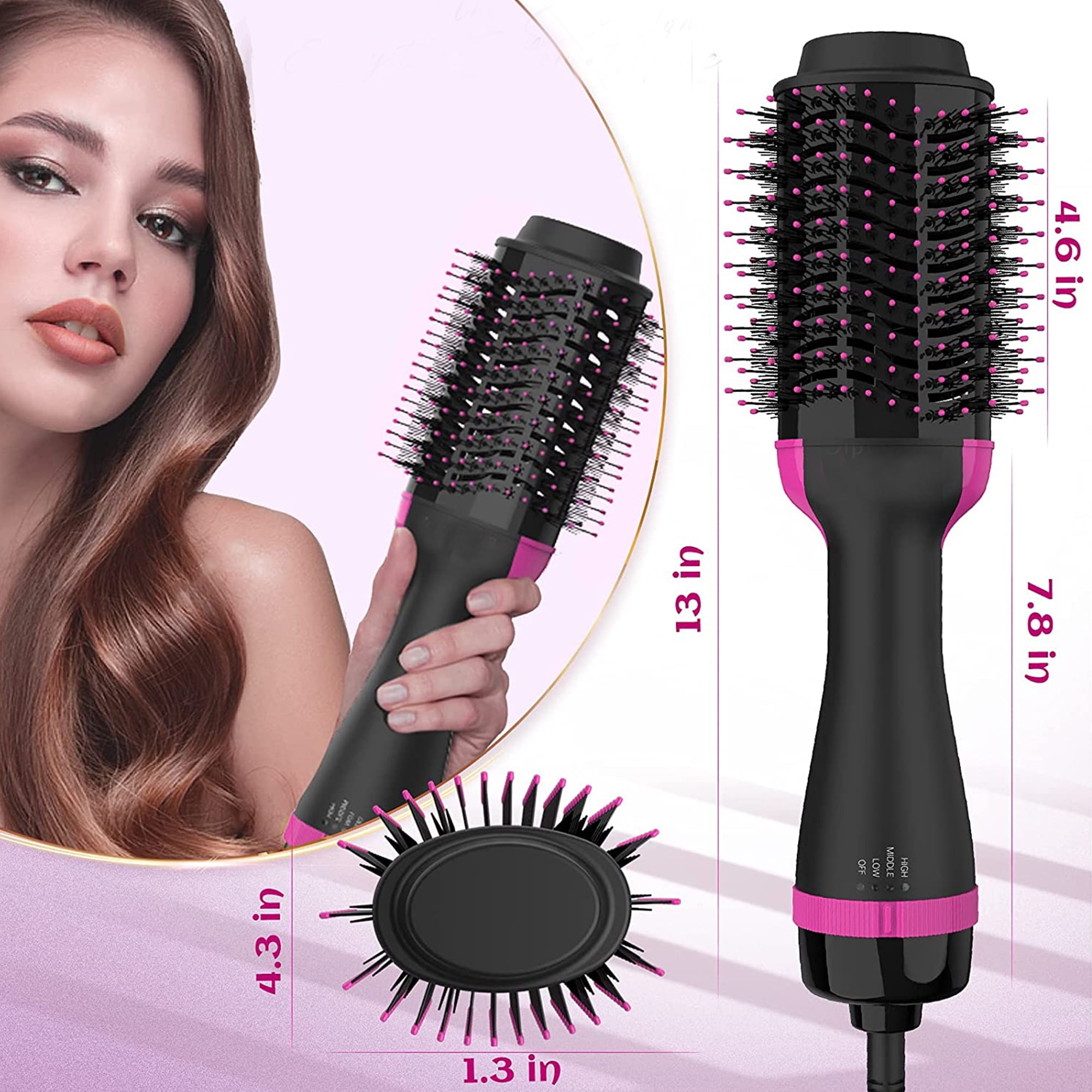 DEISNGB Professional Hair Dryer Brush, Hot Air Brush, One Step Hair Dryer & Hot Air styler for Hair Salon, Blowing Straightening, Curling