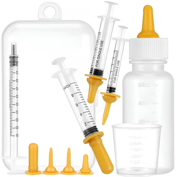ACDANC Kitten Bottle Feeding Kit with Soft Silicone Nipple and Syringe Injector for Newborn Puppies, Squirrels, and Small Pets, Accurate Milk Measurement