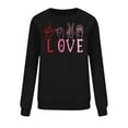 thumbnail image 2 of Lcziwo Graphic Holiday Sweatshirts for Women Long Sleeve Round Neck Pullover Valentines Heart Oversized Casual Tops Black,S, 2 of 6
