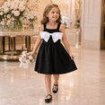 thumbnail image 4 of IPIO Girls Elegant Black and White Sleeveless Party Dress with Statement Bow, A-Line Skirt, 4 of 7