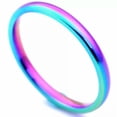 thumbnail image 2 of 2/4/6/8mm Mystic Rainbow Band Men Women's Titanium Steel Engagement Ring Sz 5-13, 2 of 6